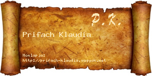 Prifach Klaudia névjegykártya